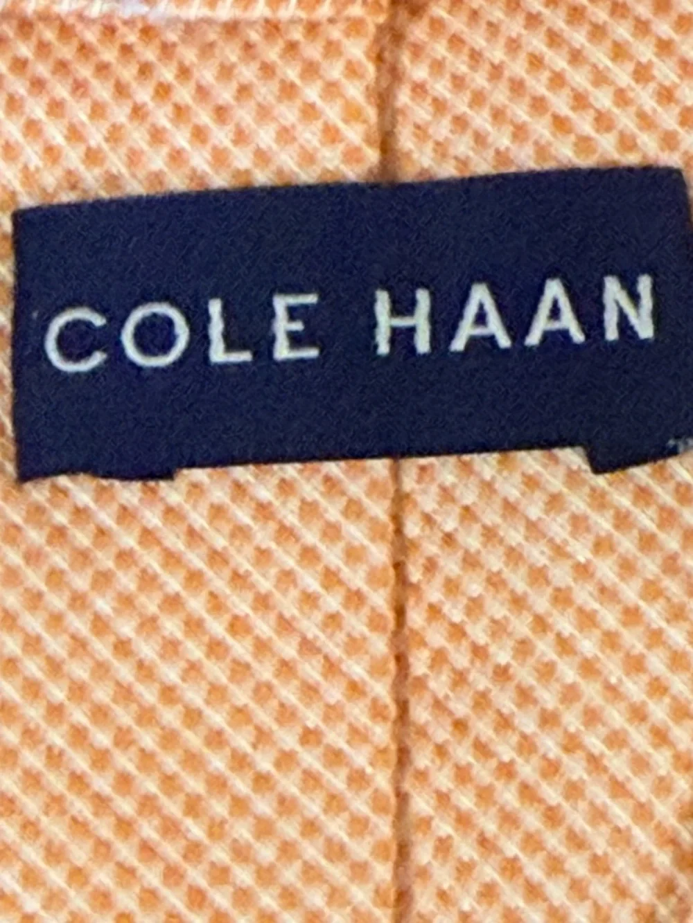 Cole Haan Necktie NWT Peach Orange Micro Houndstooth Cotton Silk Blend Preppy